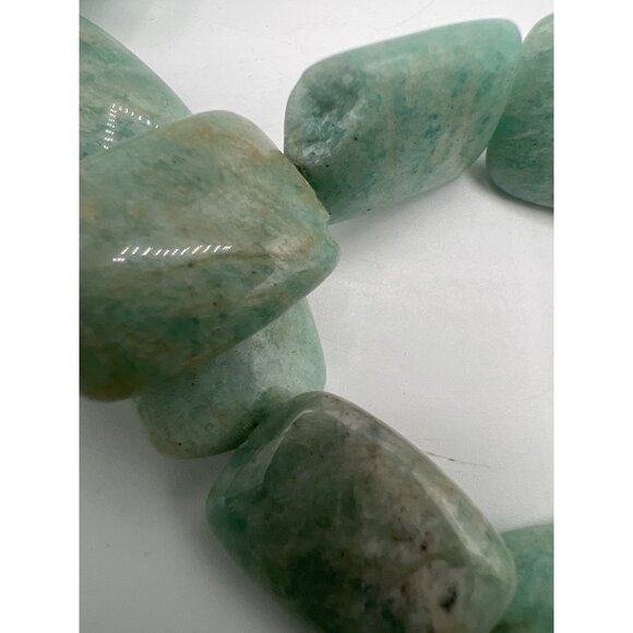Triple Strand Beaded Necklace Aqua Amazonite & Raspberry Garnet Natural Boho SEE - Picture 7 of 10